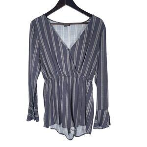 FIKA the Brand Women's Striped Long Sleeve‎ Romper – Navy/White – Size Medium